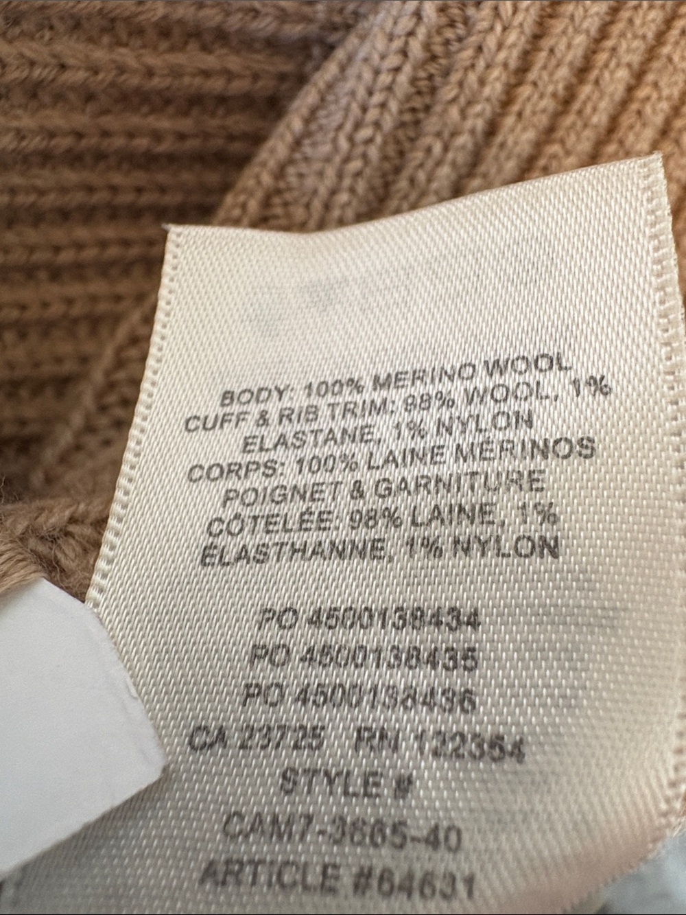 Aritzia Wilfred Free Unwind Merino Wool Cardigan Sweater Tan Camel Medium M - Picture 5 of 5